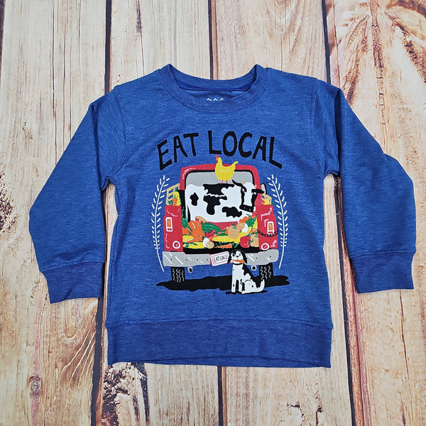 WES AND WILLY EAT LOCAL LONG SLEEVE TEE