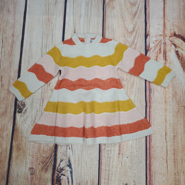 pink and orange sweater dress JJXX long sleeve crochet dress in orange pink white stripe