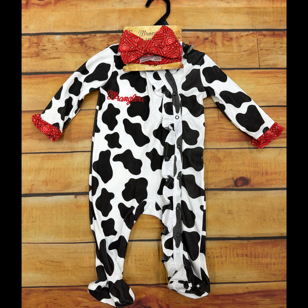 WRANGLER 2PC FOOTED GIRL COW COVERALL HW1100023