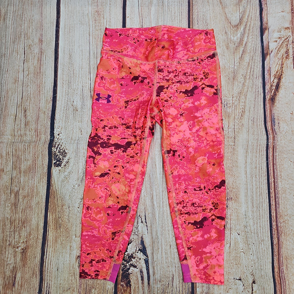 UA ARMOUR MARBLE PRINT HOT PINK ANKLE CROP