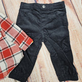 LITTLE ME RED OCHRE WOVEN PANT SET L029-GREY I222