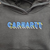 CARHARTT BOYS BLACK LONG SLEEVE HOODED SWEATSHIRT W/ GRAPHIC DESIGN K01