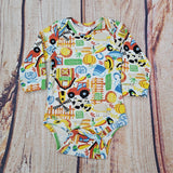 UP BABY FARM PRINT L/S ONESIE