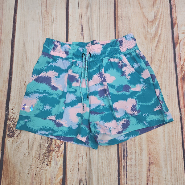 UNDER ARMOUR GIRLS CAMO BASE SHORT RADIAL TURQUOISE 475