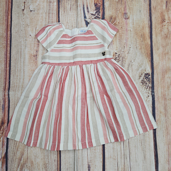 MAYORAL CORAL AND TAN STRIPED DRESS