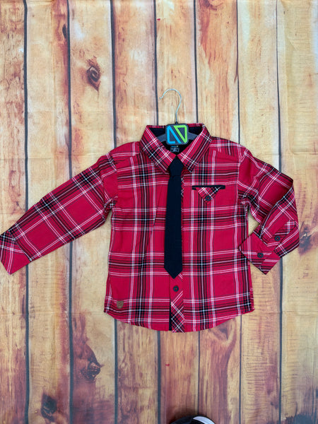NORUK HOLIDAY RED/BLACK PLAID WITH TIE F2625-03-2
