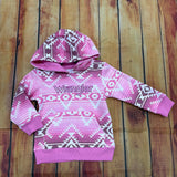 WRANGLER GIRLS PINK AZTEC HOODED SWEATSHIRT