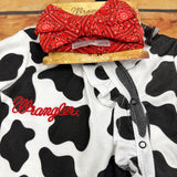 WRANGLER 2PC FOOTED GIRL COW COVERALL HW1100023