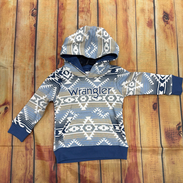WRANGLER BOYS BLUE AZTEC HOODED SWEATSHIRT