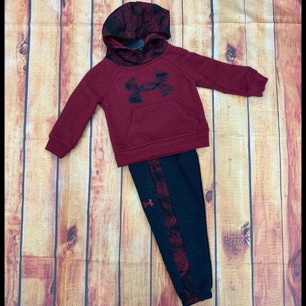 UNDER ARMOUR BOYS RAGLAN FLEECE SET CARDINAL