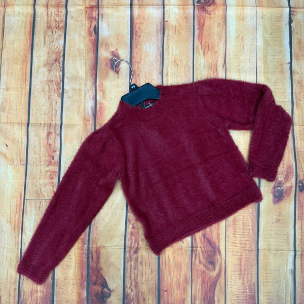 MAYORAL GIRLS SHORT FUR SWEATER BURGUNDY 7338