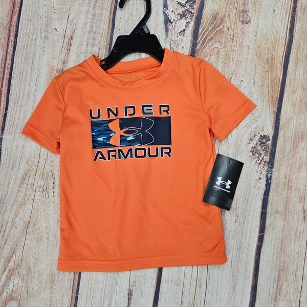 UA BOYS SEDIMENT CAMO LOGO DARK TANGERINE SHORT SLEEVE T-SHIRT 811