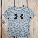 UNDER ARMOUR BOYS TECH PRINTED SS T-SHIRT GRAY CAMO BLACK LOGO 052