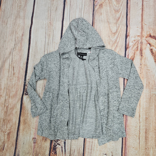 SILVER GIRLS HEATHER GRAY HOODED CARDIGAN