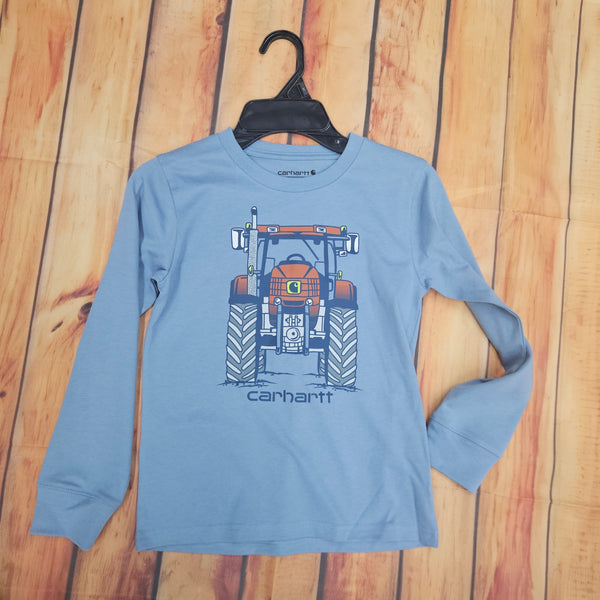 CARHARTT BOYS L/S TRACTOR SHIRT LT BLUE CA6867 B350 CA1