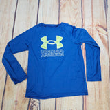 UNDER ARMOUR BOYS LONG SLEEVE TECH HYBRID PIRNT FILL BLUE 1380470