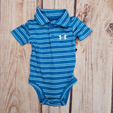 UNDER ARMOUR MATCH PLAY STRIPE POLO AQUA