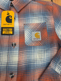 CARHARTT BOYS L/S FLANNEL BUTTON UP SHIRT BURNT BRICK CE8219-RGO-CA1