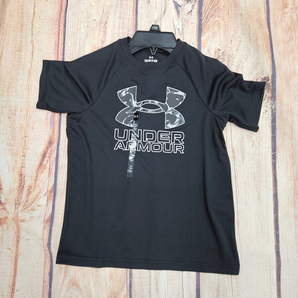 UNDER ARMOUR 1387036 TECH HYBRID PRINT TEE BLACK