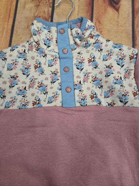 NORUK FLORAL MAUVE 1/4 SNAP SWEATSHIRT