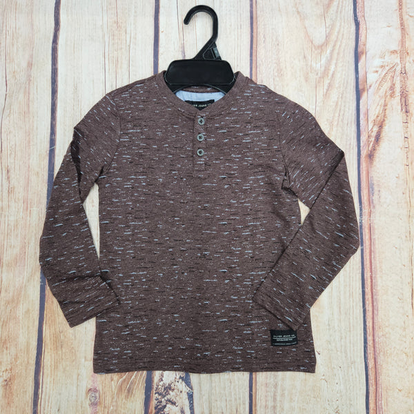 SILVER BOYS HEATHER BURGUNDY HENLEY L/S