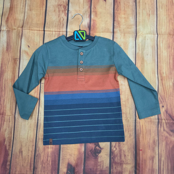 NORUK GREEN/ORANGE/NAVY HENLEY LONG SLEEVE