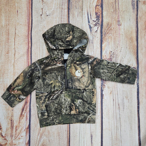 CARHARTT  BOTTOMLAND MOSSY OAK CAMO 1/2 ZIP SWEATSHIRT