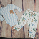 UP BABY STRIPED ONSIE WITH BEAR POCKET