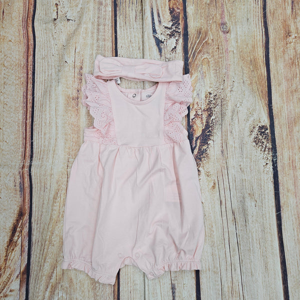 LITTLE ME ROSE EYELET ROMPER LCR15910N