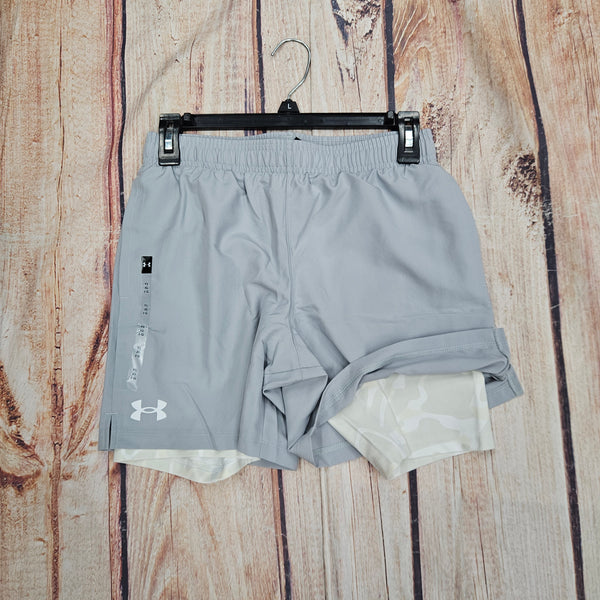 UNDER ARMOUR TECH LOGO WOVEN 2 IN 1 SHORTS LIGHT GRAY 1383342