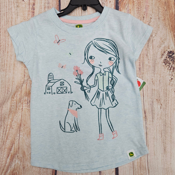 CLEARANCE JOHN DEERE GLITTER GIRL ON THE FARM TEE