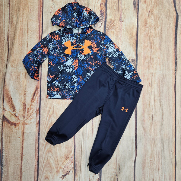 UNDER ARMOUR PRINTED ZIP HOODIE SET SOLAR ORANGE