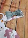 LITTLE ME FLORAL SWEATSHIRT DRESS SET MAUVE/TAN/GREEN