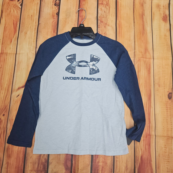 UNDER ARMOUR BOYS LS RAGLAN TEE BLUE FOG
