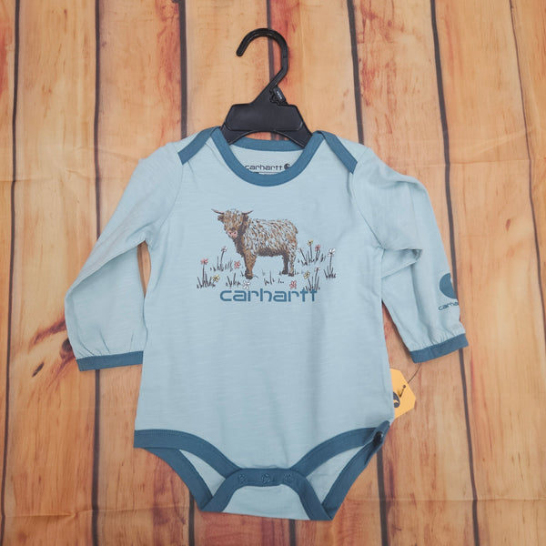 CARHARTT GIRLS LONG SLEEVE COW BODYSUIT LT. BLUE CA7229-B351-LNB