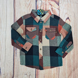 NORUK BOYS RUST/NAVY PLAID BUTTON UP