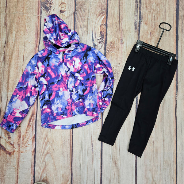 UA GIRLS ABSTRACT BRUSH HOODY SET ELECTRIC PURPLE 519