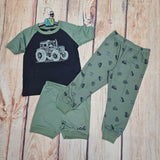 NORUK BOYS 3PC PAJAMAS TRACTORS S26P05 GREEN