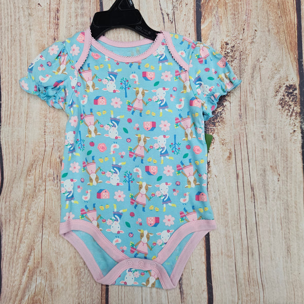 CLEARANCE JOHN DEERE SOFT BLUE COW/SHEEP ONESIE