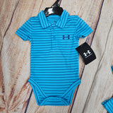 UNDER ARMOUR BOYS STRIPED POLO FRESCO BLUE