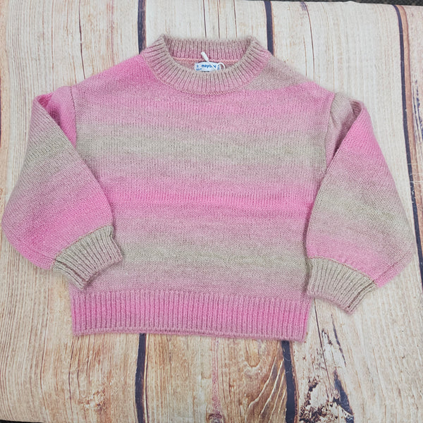 MAYORAL PINK/TAUPE STRIPED SWEATER 4360