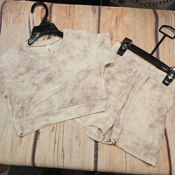 ML KIDS KNITED TYE-DYE CROPPED TOP AND SHORT SET 009