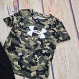 UNDER ARMOUR BOYS 2PC SET CAMO S/S AND SHORTS