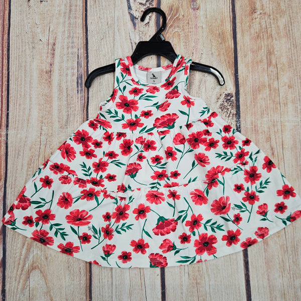 UP BABY RED FLORAL JERSEY DRESS