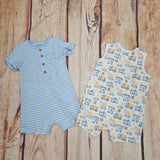 LITTLE ME TRUCKS 2 PACK ROMPER SET