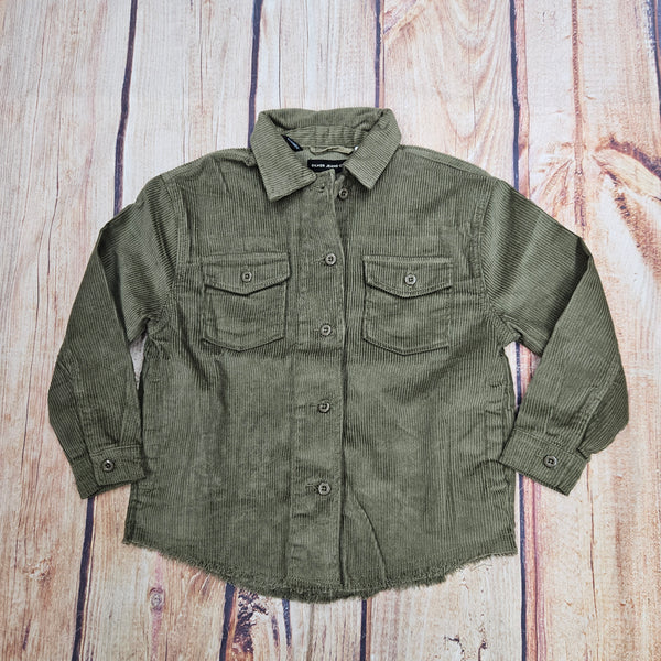 SILVER GIRLS OLIVE CORDUROY BUTTON UP