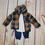 LITTLE ME PLAID SHEPRA FLEECE 3PC SET