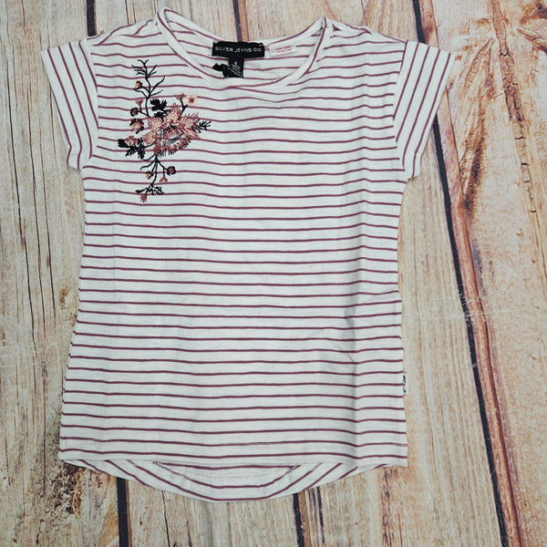 SILVER GIRLS S/S KNIT TOP SGS205385LG CASSIS