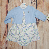 LITTLE ME TRELLIS BLUE FLORAL DRESS SET