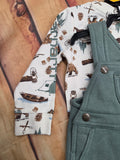 CARHARTT BOYS L/S BODYSUIT AND FLEECE OVERALL SET MED GREEN CG8146-GN7-AG1